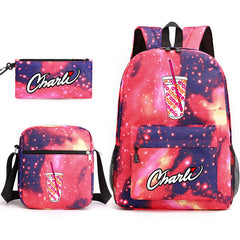 Charlie D'Amelio Schoolbag Backpack Shoulder Bag Pencil Case set for Kids Students