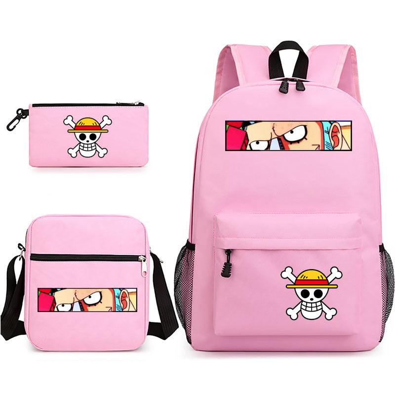 One Piece Luffy Schoolbag Backpack Shoulder Bag Pencil Case set for Kids Students