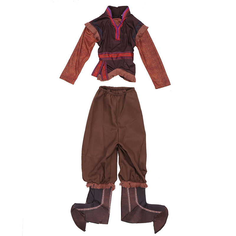 Frozen Kristoff Cosplay Costume for Boys Girls Bodysuit Kids Halloween Fancy Jumpsuits