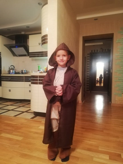 Star Wars Jedi Knight Cosplay Costume Boys Girls Kids Halloween Fancy Top Pants Cloak Set