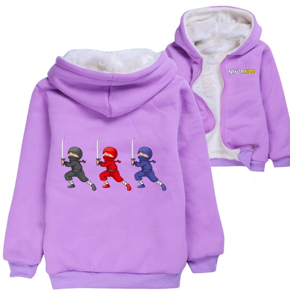 Lego Ninja Sherpa Lined Hoodie Fleece Sweatshirt Full Zip Jacket for Kids