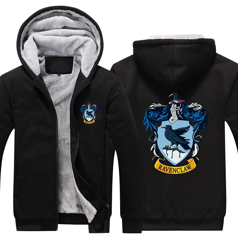 Ravenclaw Unisex Lined Hoodie Fleece Sweatshirt Full Zipper Hooded Thicken Jacket