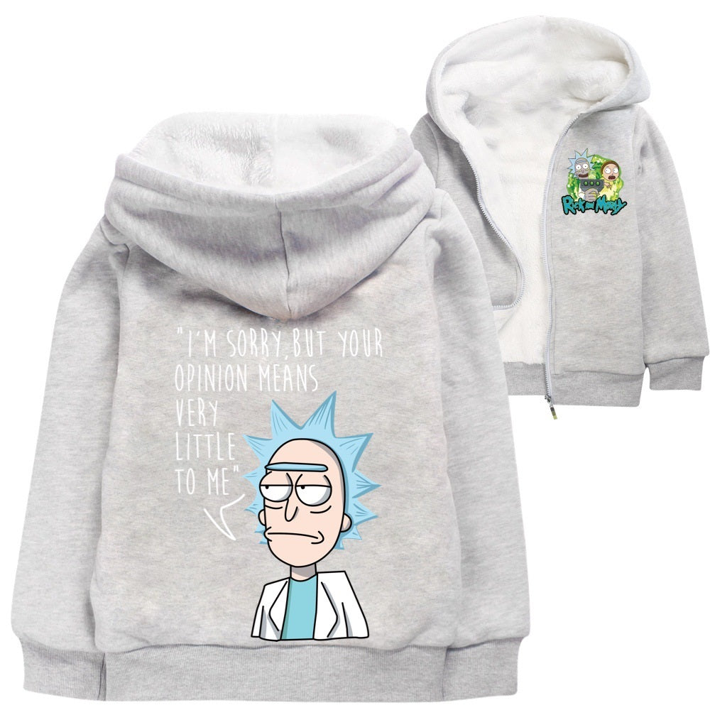 Rick and Morty Sherpa Lined Hoodie Fleece Sweatshirt Full Zip Hooded Jacket for Kids