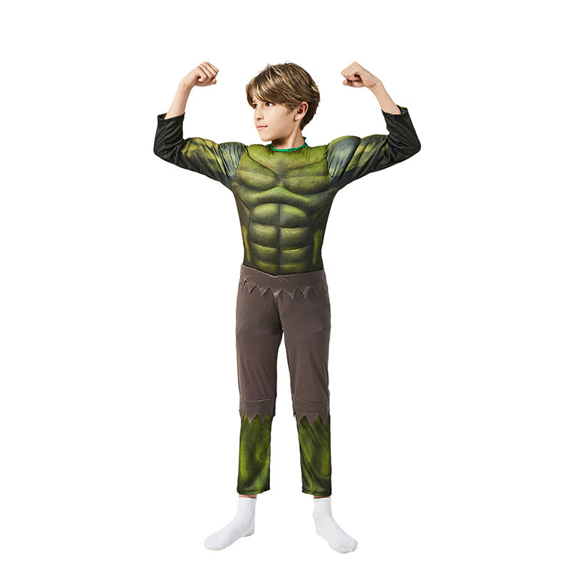 Superhero Hulk Cosplay Costume with Mask Boys Girls Bodysuit Kids Halloween Fancy Jumpsuits