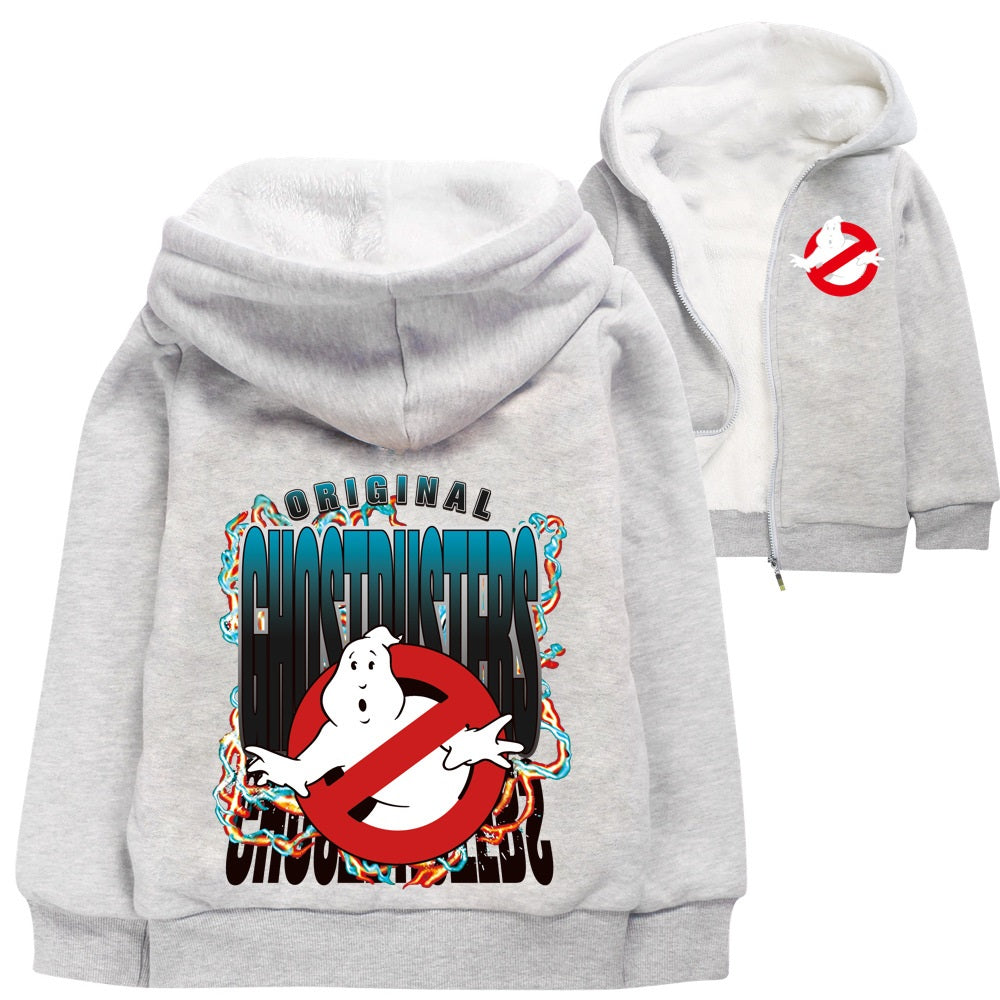 Ghostbusters Sherpa Lined Hoodie Fleece Sweatshirt Full Zip Hooded Jacket for Kids