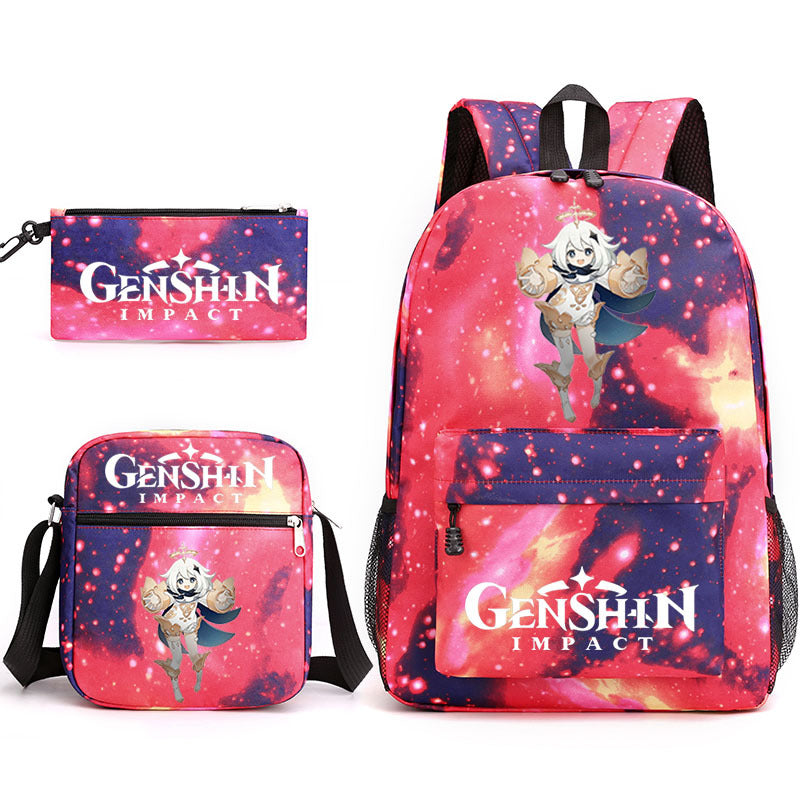 Genshin Impact Schoolbag Backpack Shoulder Bag Pencil Case set for Kids Students