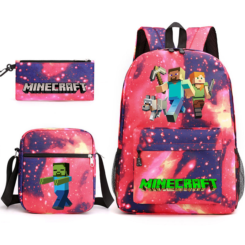 Game Minecraft Schoolbag Backpack Shoulder Bag Pencil Case set for Kids Students