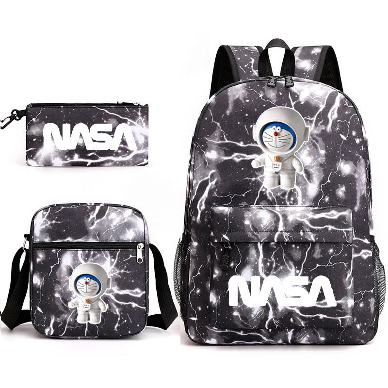 NASA Doraemon Schoolbag Backpack Shoulder Bag Pencil Case set for Kids Students