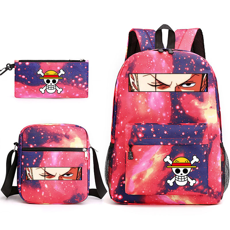 One Piece Luffy Schoolbag Backpack Shoulder Bag Pencil Case set for Kids Students