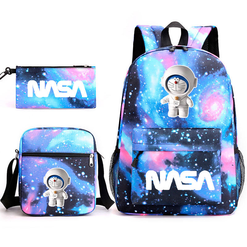 NASA Doraemon Schoolbag Backpack Shoulder Bag Pencil Case set for Kids Students