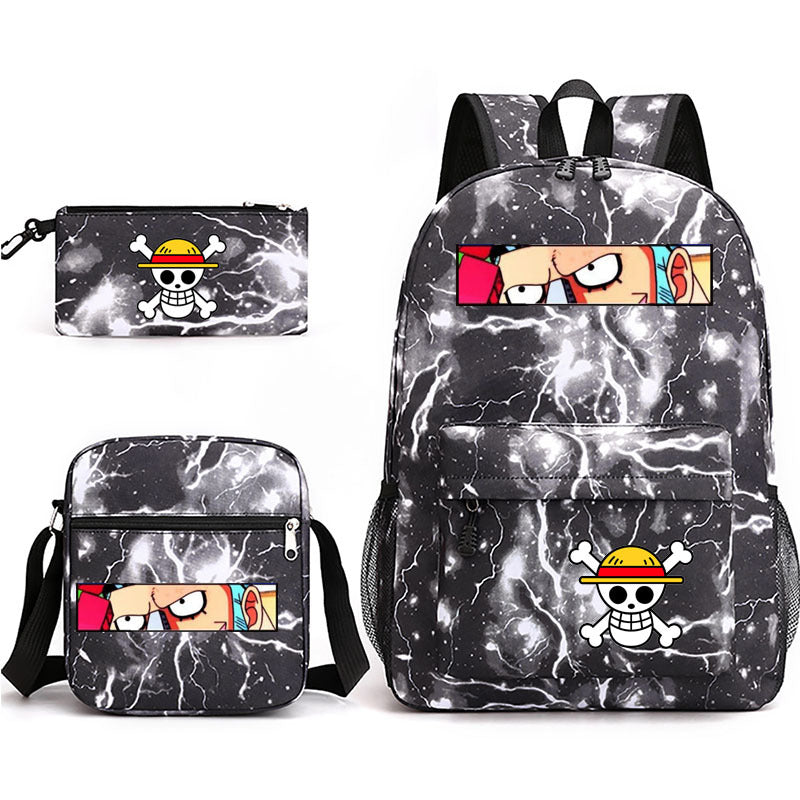 One Piece Luffy Schoolbag Backpack Shoulder Bag Pencil Case set for Kids Students