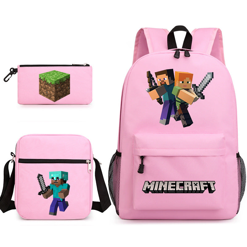 Game Minecraft Schoolbag Backpack Shoulder Bag Pencil Case set for Kids Students
