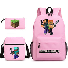 Game Minecraft Schoolbag Backpack Shoulder Bag Pencil Case set for Kids Students