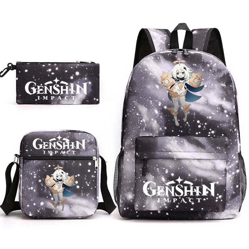 Genshin Impact Schoolbag Backpack Shoulder Bag Pencil Case set for Kids Students