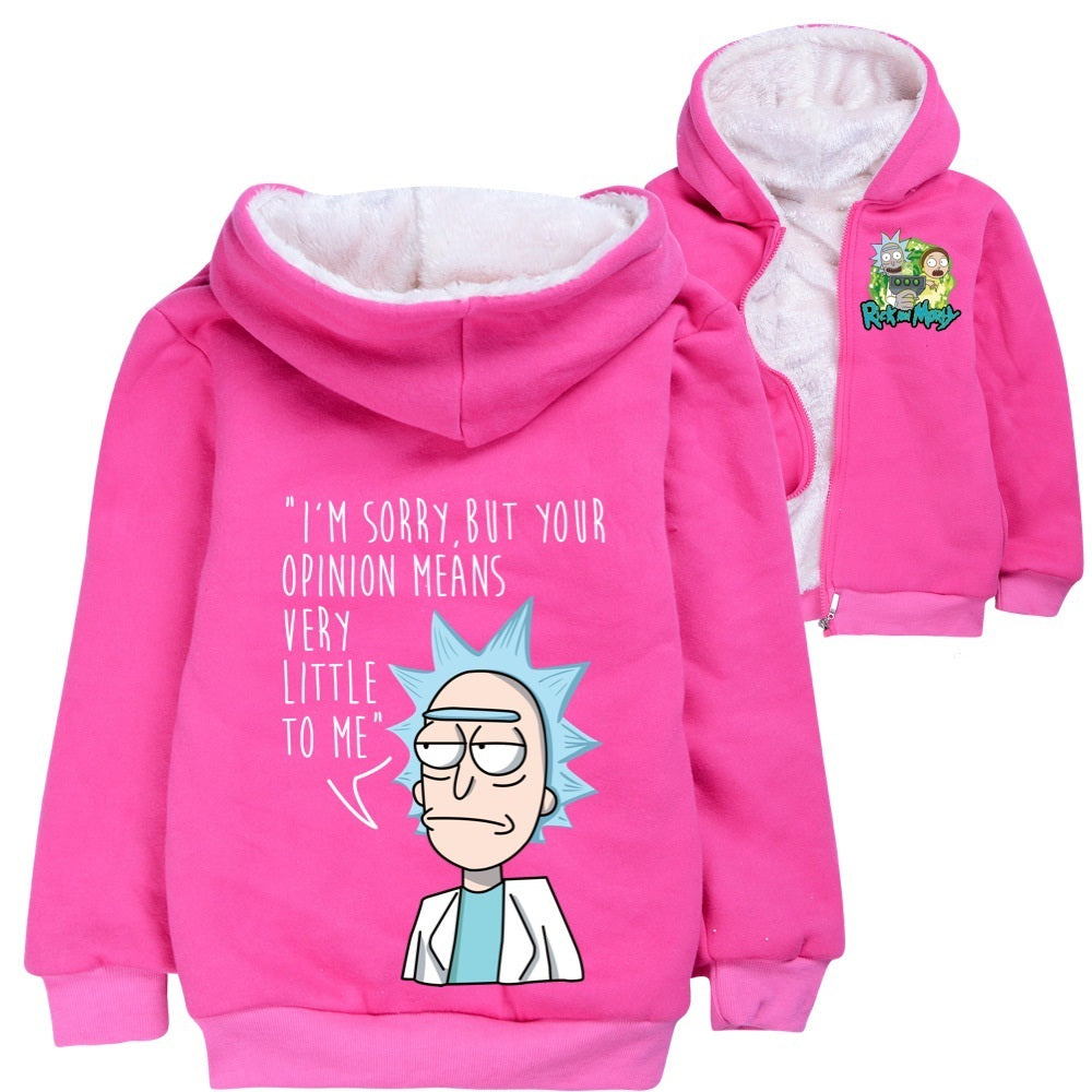 Rick and Morty Sherpa Lined Hoodie Fleece Sweatshirt Full Zip Hooded Jacket for Kids