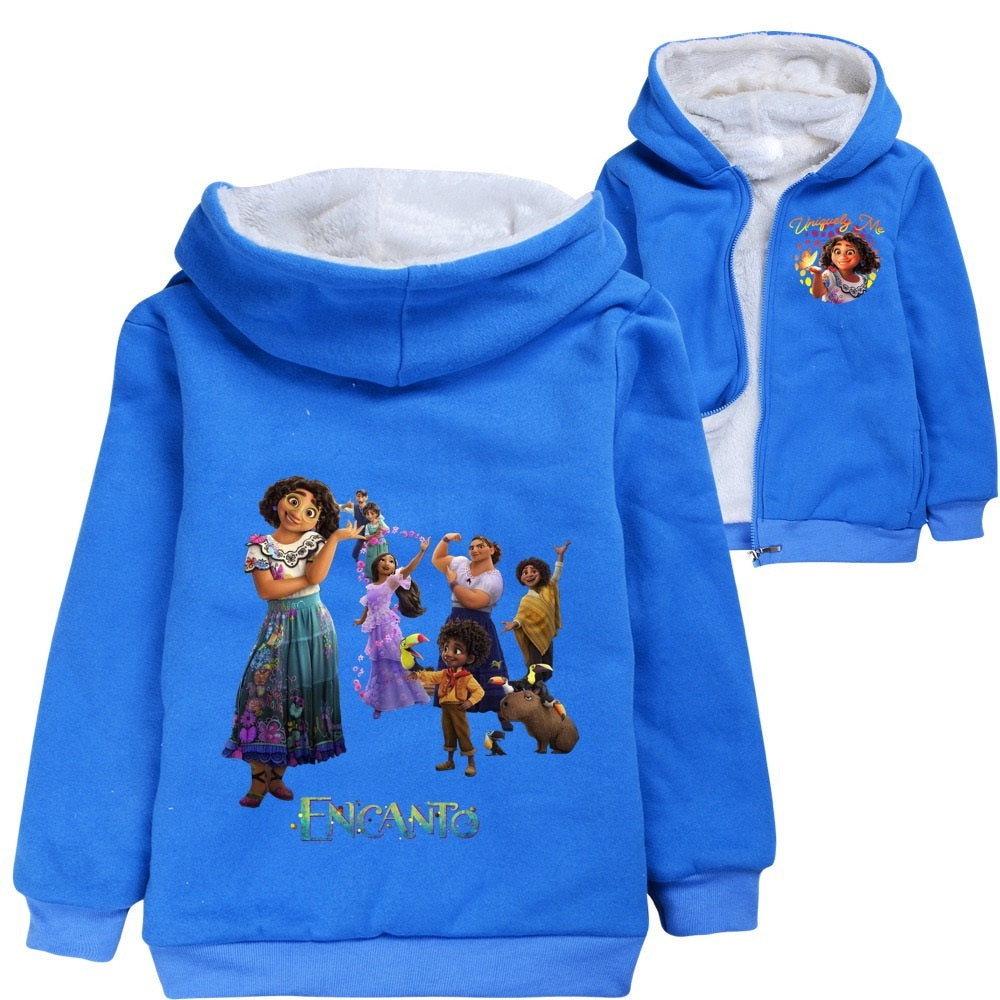 Encanto Mirabel Sherpa Lined Hoodie Fleece Sweatshirt Full Zip Jacket for Kids