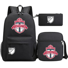 Toronto Soccer Printed Schoolbag Backpack Shoulder Bag Pencil Bag 3pcs set for Kids Students