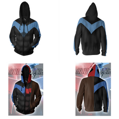 Superhero Nightwing Dick Grayson Men Women Casual Zipper Sweater Sweatshirt Jacket Coat