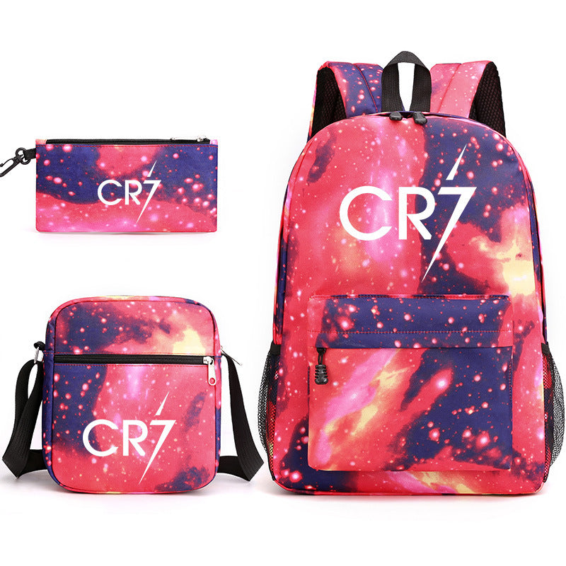 CR7 Football Ronaldo Schoolbag Backpack Shoulder Bag Pencil Case set for Kids Students