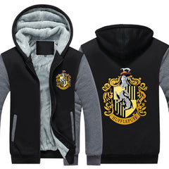 Hufflepuff Unisex Lined Hoodie Fleece Sweatshirt Full Zipper Hooded Thicken Jacket