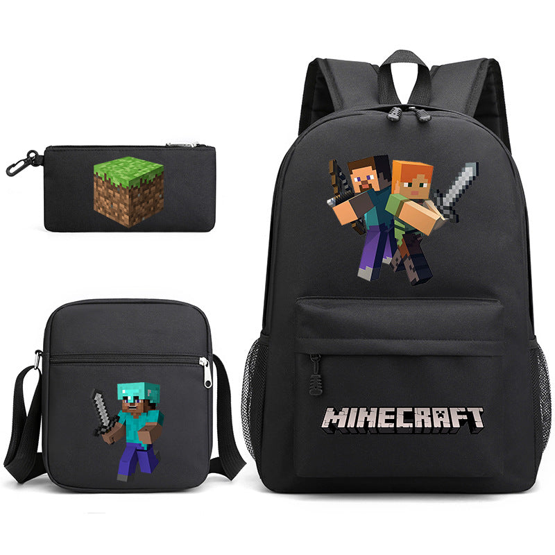 Game Minecraft Schoolbag Backpack Shoulder Bag Pencil Case set for Kids Students