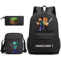 Game Minecraft Schoolbag Backpack Shoulder Bag Pencil Case set for Kids Students