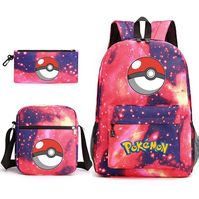 Pokemon Ball Schoolbag Backpack Shoulder Bag Pencil Case set for Kids Students
