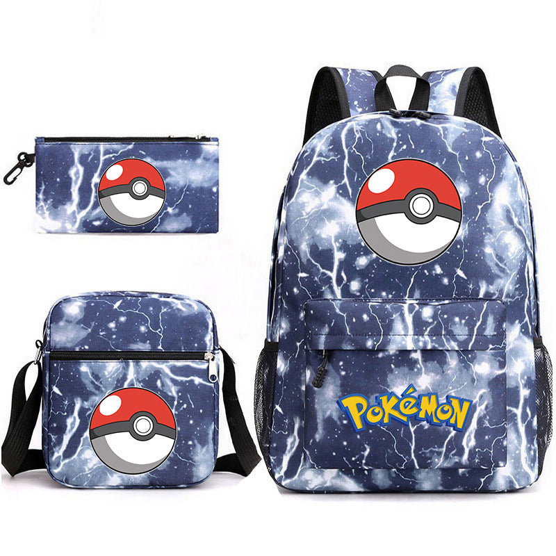 Pokemon Ball Schoolbag Backpack Shoulder Bag Pencil Case set for Kids Students