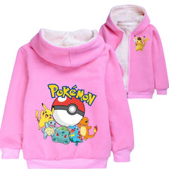 Pikachu Sherpa Lined Hoodie Fleece Sweatshirt Full Zip Jacket for Kids