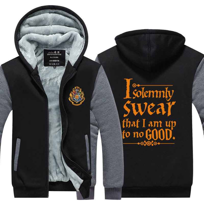 Hogwarts Unisex Lined Hoodie Fleece Sweatshirt Full Zipper Hooded Thicken Jacket