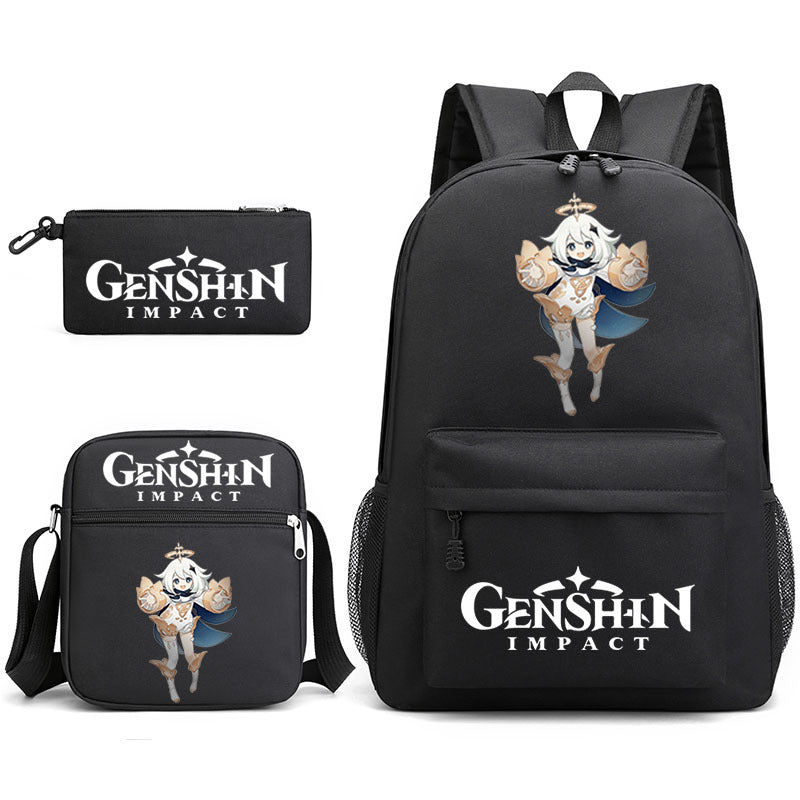 Genshin Impact Schoolbag Backpack Shoulder Bag Pencil Case set for Kids Students