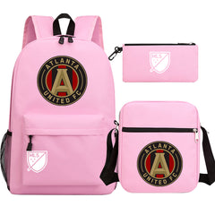 Atlanta United Soccer Printed Schoolbag Backpack Shoulder Bag Pencil Bag 3pcs set for Kids Students