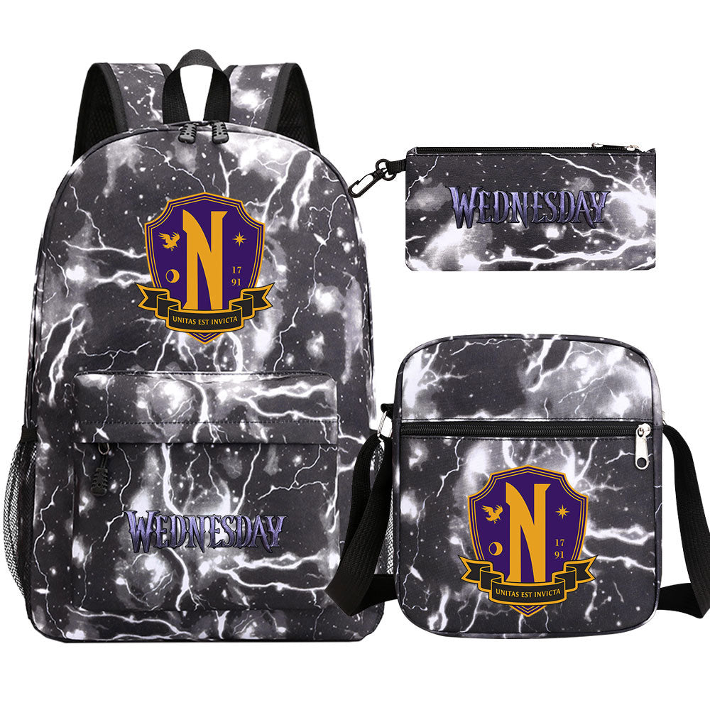 Wednesday Addams Printed Schoolbag Backpack Shoulder Bag Pencil Bag 3pcs set for Kids Students