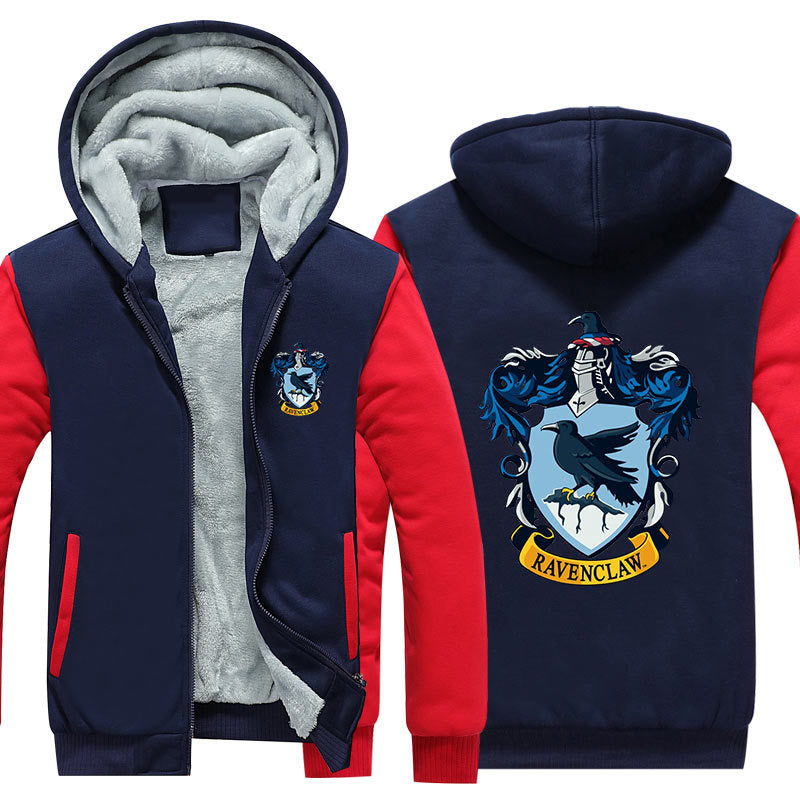 Ravenclaw Unisex Lined Hoodie Fleece Sweatshirt Full Zipper Hooded Thicken Jacket