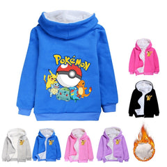 Pikachu Sherpa Lined Hoodie Fleece Sweatshirt Full Zip Jacket for Kids