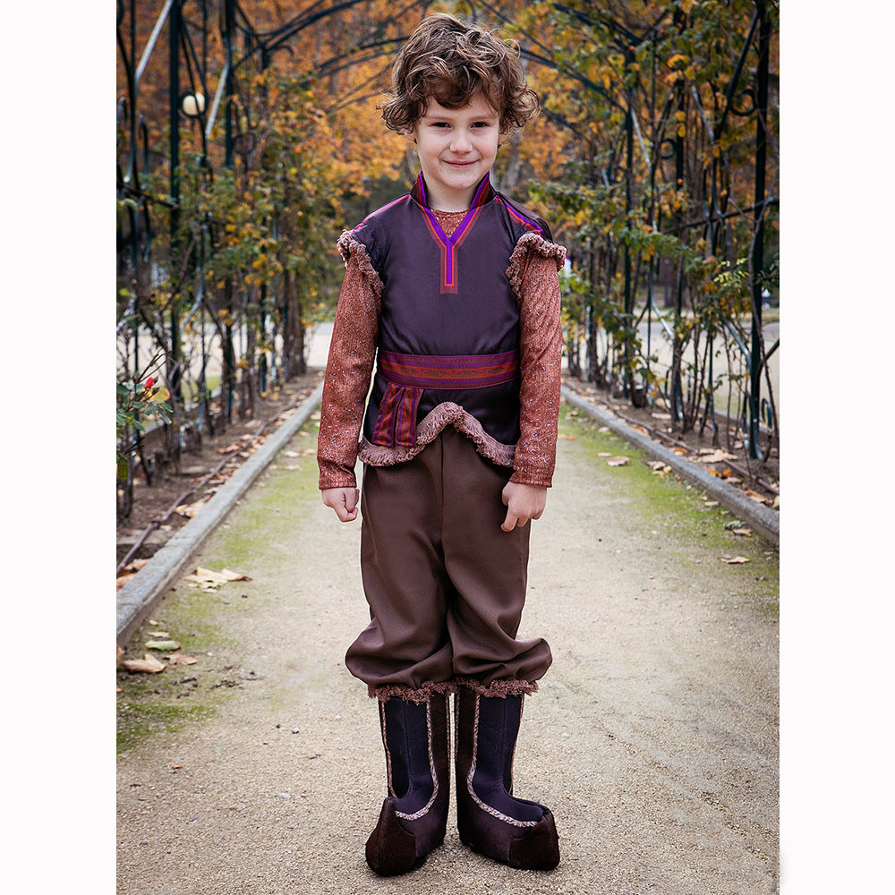 Frozen Kristoff Cosplay Costume for Boys Girls Bodysuit Kids Halloween Fancy Jumpsuits