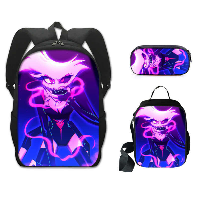 Hazbin Hotel Alastor Backpack Schoolbag Lunch Bag Pencil Bag for Kids Students 3PCS