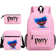 Poppy Playtime Huggy Wuggy Printed Schoolbag Backpack Shoulder Bag Pencil Bag 3pcs set for Kids Students