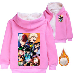 My Hero Academia Sherpa Lined Hoodie Fleece Sweatshirt Full Zip Jacket for Kids