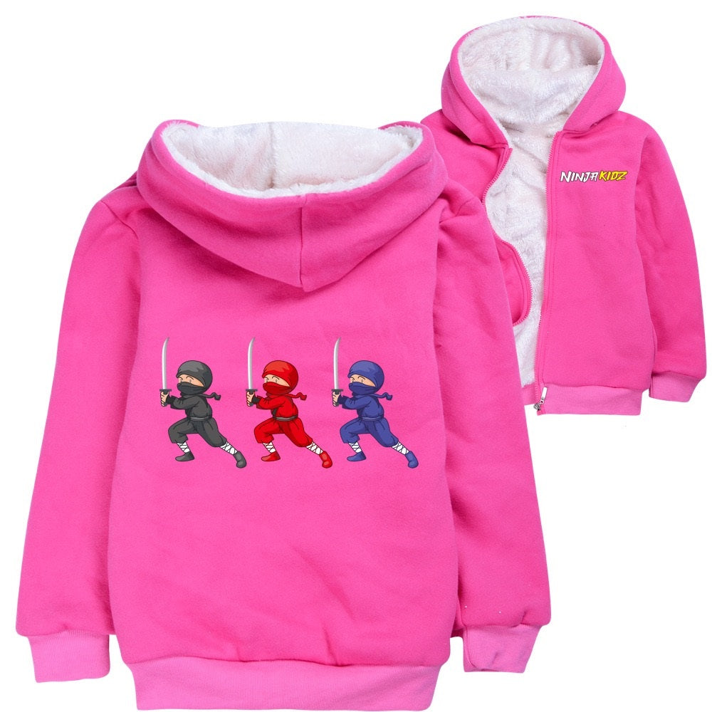 Lego Ninja Sherpa Lined Hoodie Fleece Sweatshirt Full Zip Jacket for Kids