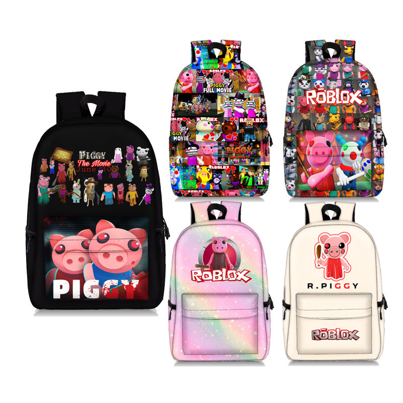 Piggy Roblox Full Printed Backpack Schoolbag Travel Notebook Bag for Kids Students