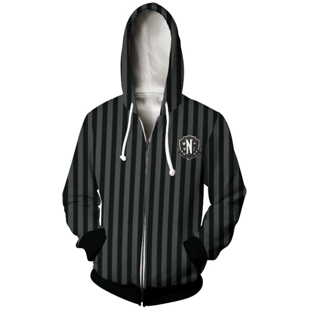 Wednesday Addams Men Women Casual Zipper Sweater Sweatshirt Jacket Coat