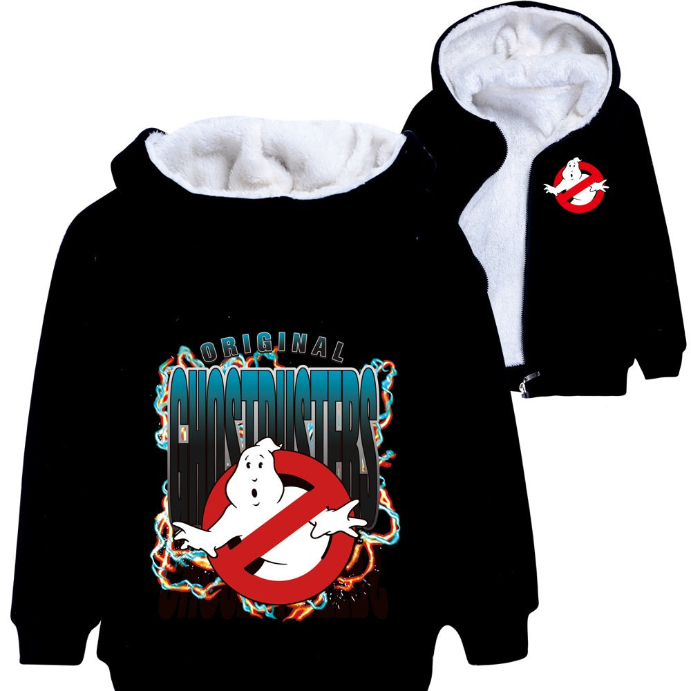 Ghostbusters Sherpa Lined Hoodie Fleece Sweatshirt Full Zip Hooded Jacket for Kids