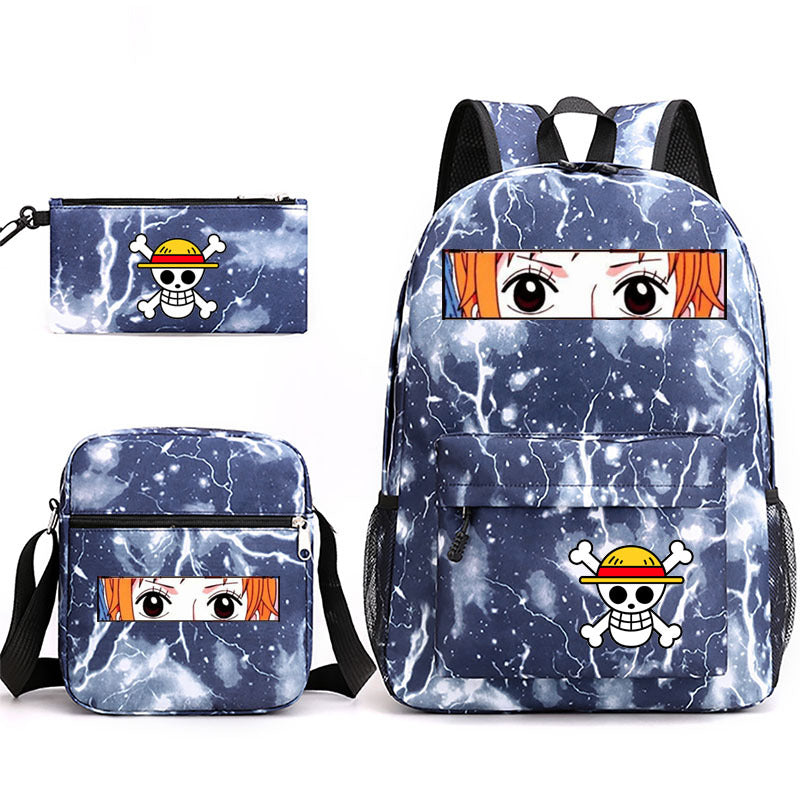 One Piece Luffy Schoolbag Backpack Shoulder Bag Pencil Case set for Kids Students