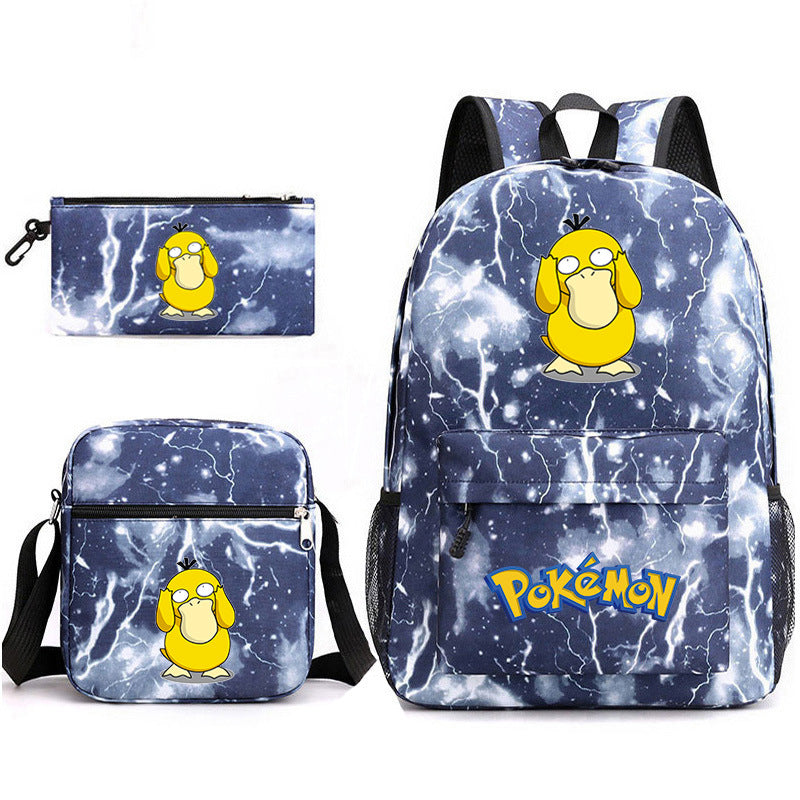 Pokemon Psyduck Schoolbag Backpack Shoulder Bag Pencil Case set for Kids Students