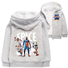 Space  Jam Sherpa Lined Hoodie Fleece Sweatshirt Full Zip Jacket for Kids