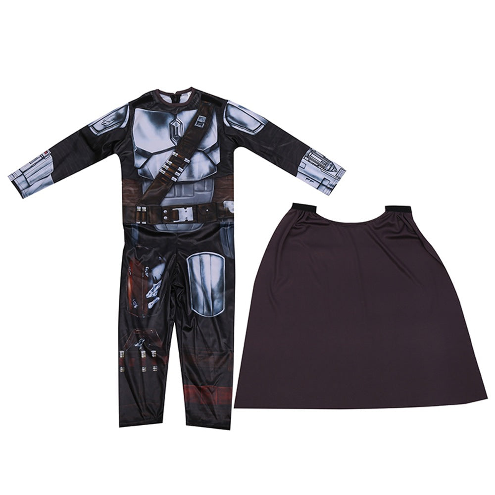 Bounty Hunter Mandalorian Cosplay Costume with Mask Boys Girls Bodysuit Halloween Fancy Jumpsuits