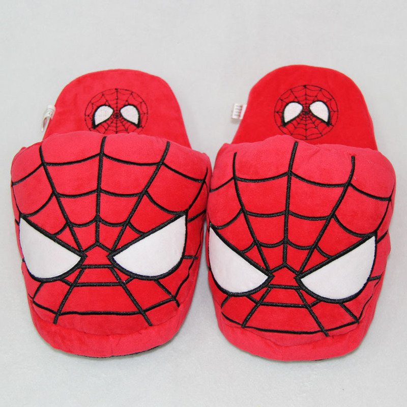 Cute Spiderman Slippers Winter Warm Plush Shoes for Kids Youth Home