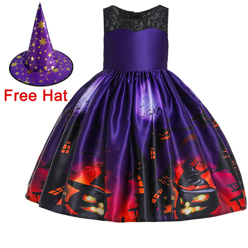 Witch Cosplay Dress Costume for Children Halloween Party