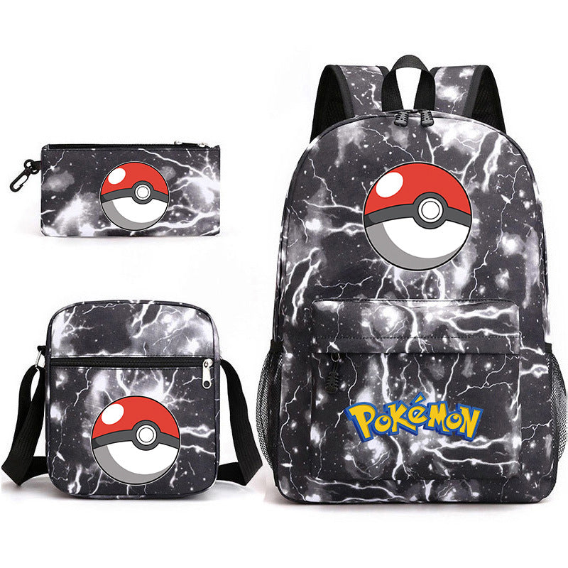 Pokemon Ball Schoolbag Backpack Shoulder Bag Pencil Case set for Kids Students